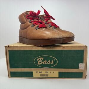 Bass Sugarloaf Red Lace Vintage 1981 Brown Leather Boots Women Size 6 M